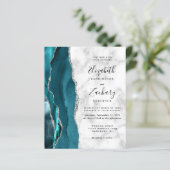 Papier Faire-part de mariage en marbre sarcelle argenté a (Debout devant)