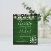 Papier Faire-part de mariage en pots Mason en bois vert (Debout devant)