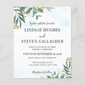 Papier Faire-part de mariage Eucalyptus à aquarelle budgé (Devant)