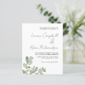 Papier Faire-part de mariage Eucalyptus à aquarelle budgé (Debout devant)