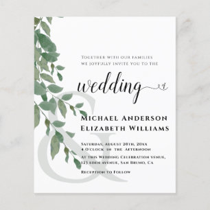 Papier Faire-Part de Mariage Feuillage de Verdure Eucalyp