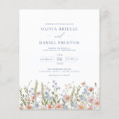 Papier Faire-part de mariage Fleur sauvage couleur budget (Devant)