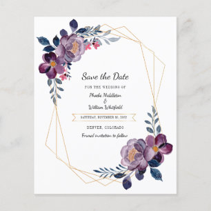 Papier Faire-Part de Mariage Fleuris Aquarelle Violet