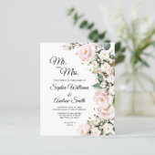 Papier Faire-part de mariage Fleurs Roses de bleus budgét (Debout devant)