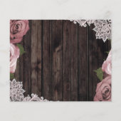 Papier Faire-part de mariage Fleurs Roses en Bois Rustiqu (Dos)