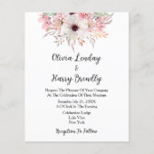 Papier Faire-part de mariage floral à aquarelle budgétair (Devant)