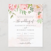 Papier Faire-part de mariage floral à aquarelle budgétair (Devant)