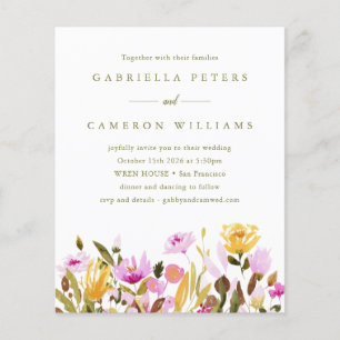 Papier Faire-part de mariage floral aquarelle rose budget