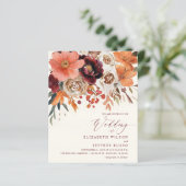 Papier Faire-part de mariage floral automnal orange budge (Debout devant)