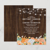 Papier Faire-part de mariage floral automnal rustique à b (Devant / Derrière)