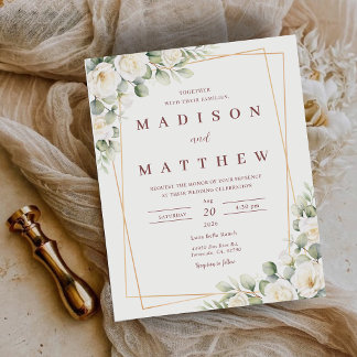 Papier Faire-part de mariage floral blanc à petit budget