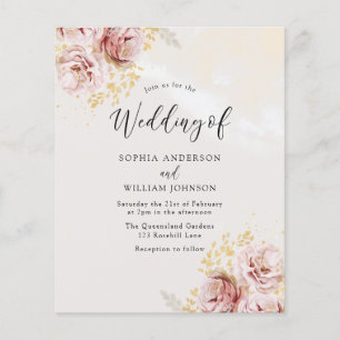 Papier Faire-part de mariage Floral Blush abordable