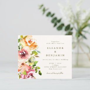 Papier Faire-part de mariage floral bordeaux élégant et é