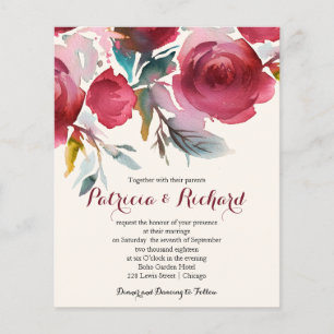 Papier Faire-part de mariage floral budget Marsala Bourgo