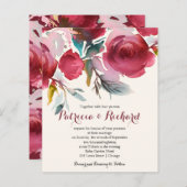 Papier Faire-part de mariage floral budgétaire Bourgogne  (Devant / Derrière)
