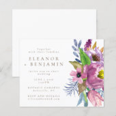 Papier Faire-part de mariage floral de jardin violet budg (Devant / Derrière)