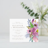Papier Faire-part de mariage floral de jardin violet budg (Debout devant)