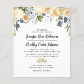 Papier Faire-part de mariage floral de la pêche budgétair (Devant)