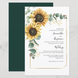 Papier Faire-part de mariage floral de tournesol Eucalypt