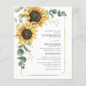 Papier Faire-part de mariage floral de tournesol Eucalypt (Devant)