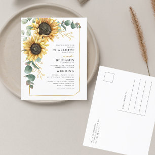 Papier Faire-part de mariage floral de tournesol Eucalypt