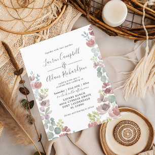 Papier Faire-part de mariage floral en terracotta orange
