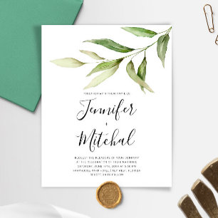 Papier Faire-part de mariage floral minimaliste et économ