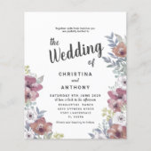 Papier Faire-part de mariage floral rustique au eucalyptu (Devant)