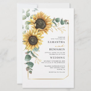 Papier Faire-part de mariage Floral Tournesol Eucalyptus