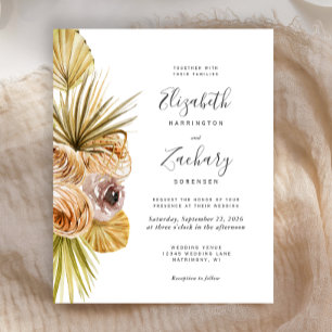 Papier Faire-part de mariage floral tropical bohème à pet