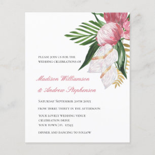 Papier Faire-part de mariage floral tropical paradis sur
