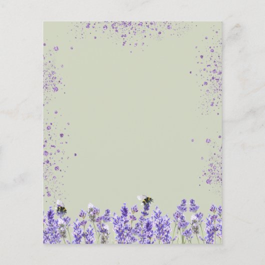 Papier Faire-part de mariage floral vert violet de lavand (Dos)