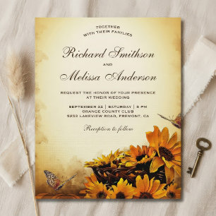 Papier Faire-part de mariage floral vintage avec tourneso