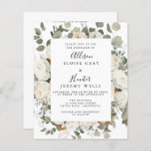 Papier Faire-part de mariage florale blanche (Devant / Derrière)