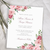 Papier Faire-part de mariage florale bordeaux à budget