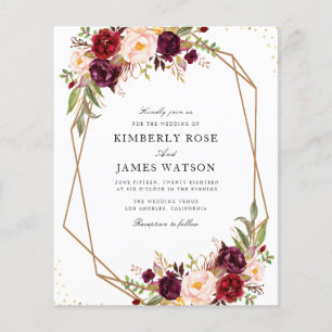 Papier Faire-part de mariage florale d'aquarelle rouge bo