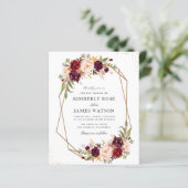 Papier Faire-part de mariage florale d'aquarelle rouge bo (Debout devant)