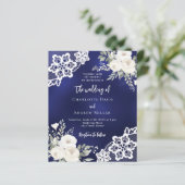 Papier Faire-part de mariage florale en dentelle blanche (Debout devant)