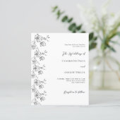 Papier Faire-part de mariage florale noire blanche (Debout devant)