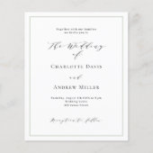 Papier Faire-part de mariage formelle verte (Devant)