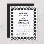 Papier Faire-part de mariage géométrique blanc noir Budge (Devant / Derrière)