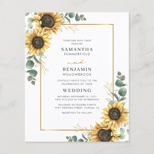 Papier Faire-part de mariage géométrique de tournesol Euc (Devant)