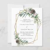 Papier Faire-part de mariage géométrique du pin cône (Devant)