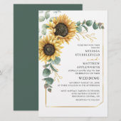 Papier Faire-part de mariage géométrique du tournesol Euc (Devant / Derrière)