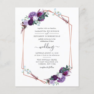 Papier Faire-part de mariage géométrique fleurie violet b