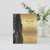Papier Faire-part de mariage Gold Agate noir Budget (Debout devant)