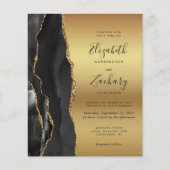 Papier Faire-part de mariage Gold Agate noir Budget (Devant)