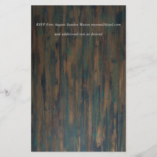 Papier Faire-Part de Mariage Grange Rustique Tournesols B (Dos)