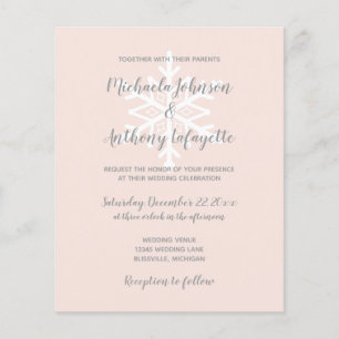 Papier Faire-part de mariage hivernal flocon de neige ros