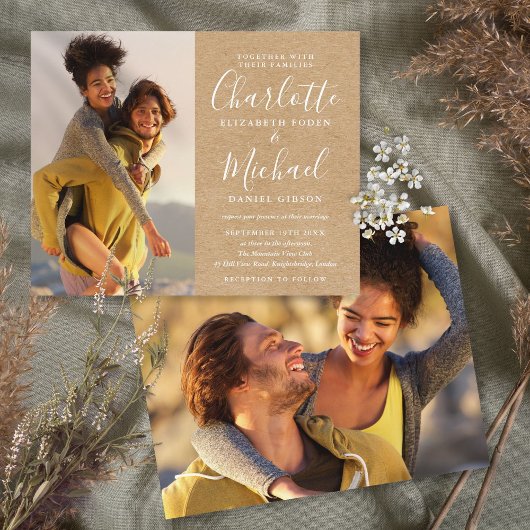 Papier Faire-Part de Mariage Kraft Rustique Budget